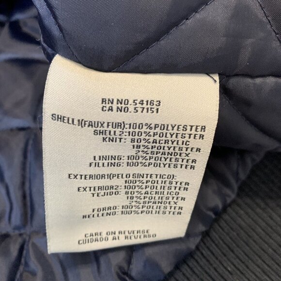 Levi’s Women Sherpa Bomber Jacket L Ivory Blue Full Zip Pocket Quilted Lined Y2K - Picture 8 of 12